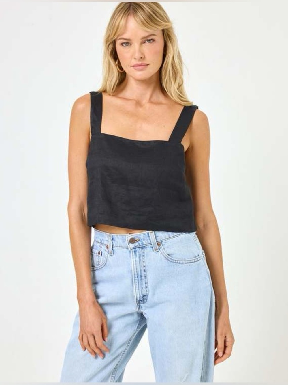 NWT L*SPACE Long Island Linen Black Top - Size Large